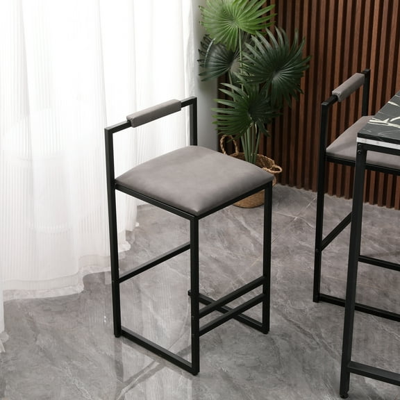 Nmkwnr 2 Pack Counter Height Barstools with Metal Legs, Modern Bar Stool for Living Room, Bar, Gray Back