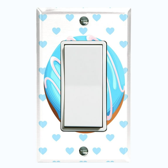 Metal Light Switch Plate Cover Blue Glazed Doughnut Heart Wallpaper CAK040