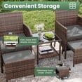 thumbnail image 3 of ELPOSUN 5-Piece Patio Furniture Set, Outdoor PE Wicker Conversation Chairs with Ottoman Underneath, Brown Ratan,Gray, 3 of 8