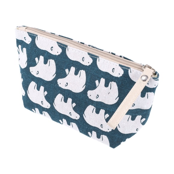 1 Pc Bolsa Cosmética Pequeña para Mujeres con Osos Polares para Viajes Vacaciones Baño Azul Blanco de Lona