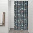 thumbnail image 3 of Small Stall Narrow Shower Curtain 36"W x 72"L – Tropical Bohemian Leaves, Mid-Century Abstract Boho Botanical Bathroom Decor, Vintage Floral Palm Leaf Pattern, Rustic Tribal Folk Style, 3 of 5