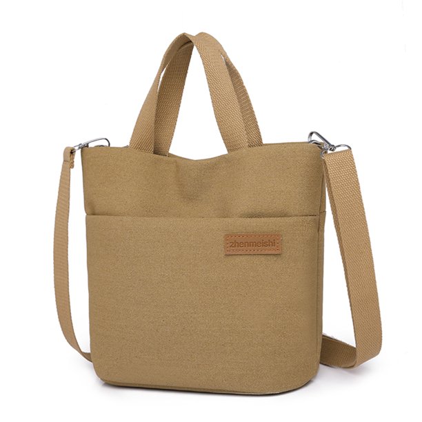 Bolso de mano para mujer, bolso de mano de lona a la moda de gran capacidad, bolso de mensajero sólido (caqui) Tmvgtek Para Estrenar