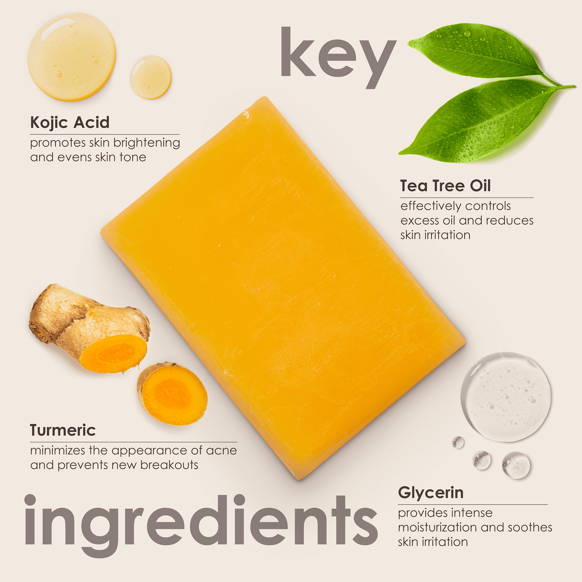 Orange Kojic Acid Seife – Aufhellende Seife Mit Zitrone & Kurkuma Für Gesicht Und Körper, 100g (3 Stück)