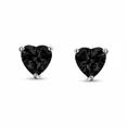 thumbnail image 2 of 2ct Heart Cut Simulated Black Diamond 5mm Stud Earrings For Women Solid 925 Sterling Silver, 2 of 2