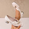 thumbnail image 2 of Abomasnow Square Toe Low Heel Shoes for Women Comfort Slip On Flats Shoes Fashion Embroidery Party Dance Shoes, 2 of 9