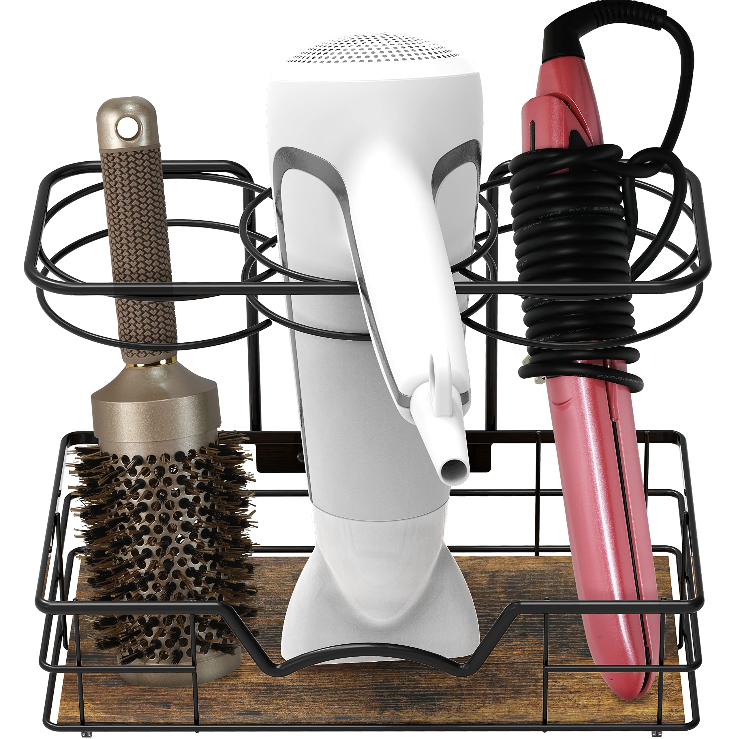 SimpleHouseware Countertop Hair Tools Organizer, Walnut