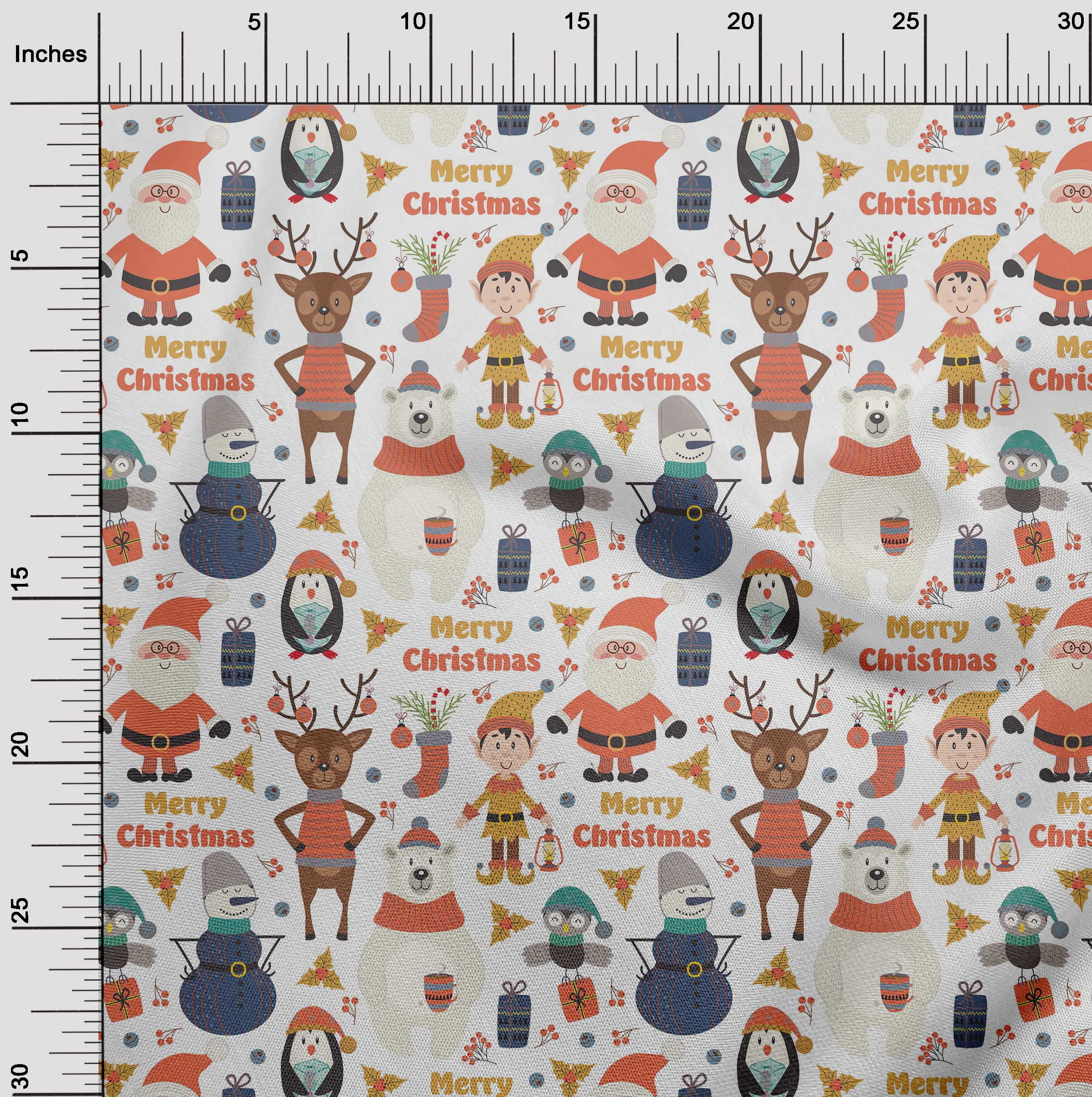 oneOone Cotton Poplin Dark Peach Fabric Snowman|Gift Box & Santa Christmas Quilting Supplies Print Sewing Fabric By The Yard 56 Inch Wide