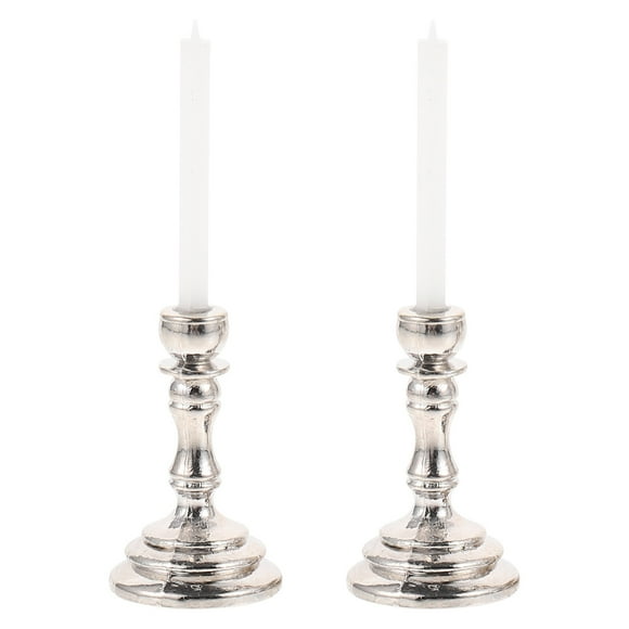 2pcs juguete casa candelabros candelero miniatura candelabros mini aleación vela porta