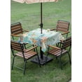 thumbnail image 4 of Outdoor Tablecloths with Umbrella Hole & Zipper, Ocean Starfish Seaweed 60x60 Inch Square Tablecloths, Summer Coastal Beach Shell Coral Teal Waterproof Table Cloth, Patio/Pool/Picnic Table Covers, 4 of 8