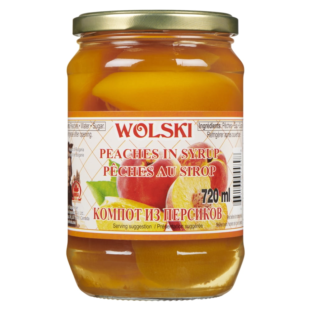 WOLSKI Peaches in Syrup, 720mL Glass Jar