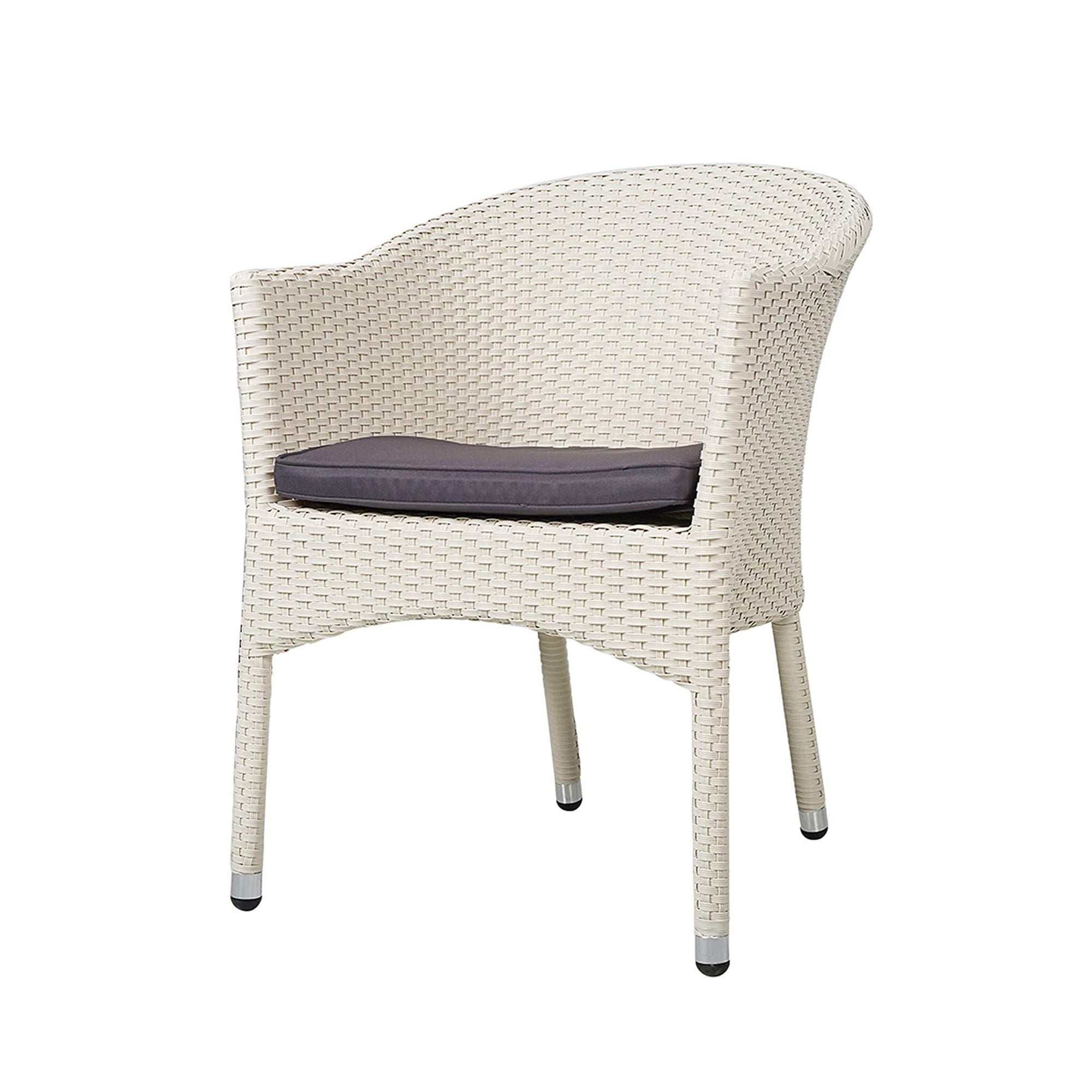 Karmas Product Outdoor Dining Chair Wicker Cushioned White