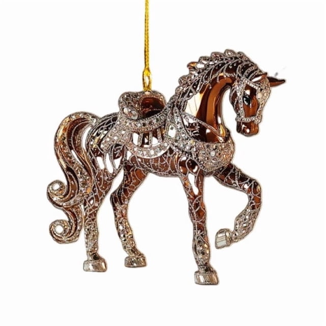 Christmas Tree Pendant Decoration with Warm Yellow Lights and Frenchie Santa Hat Topper