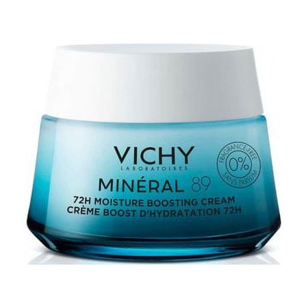 Vichy Crema Ligera Potenciadora de la Humedad Mineral 89 sin Fragancia 72h con Ácido Hialurónico 1.69 oz