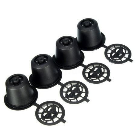Cyber Monday deals Tuscom 4x Refillable Reusable Coffee Capsules Pods For Nespresso Machines Spoon