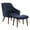 Blue-Espresso, variant on Waneta Chair and Ottoman in Pewter Gray Faux Leather with Medium Espresso Legs