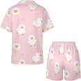 thumbnail image 4 of PRIYAL Ensemble de Pyjama Mignon Canard Rose pour Femmes, Ensemble de Shorts Deux Pièces, Manches Courtes, 4 of 4