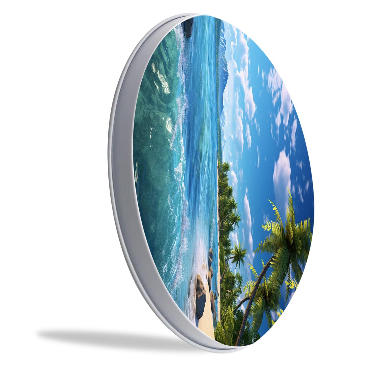 Round Stove Burner Covers 4 Pcs Metal Electric Stove Burner Covers 8Inch And 10Inch ,Palm Trees Beach Astronaut Hawaiian Tropical Seashore pattern