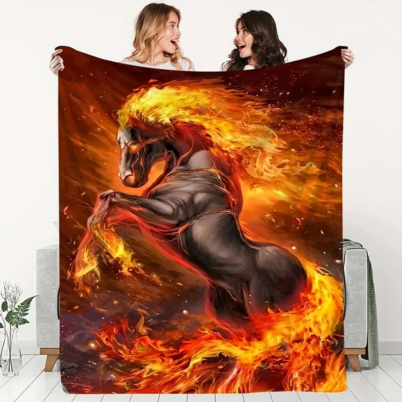 Cozy Horse-Themed Flannel Throw Blanket - Soft, Warm, And Perfect For Couch, Bed, Office, Or Travel - Ideal Gift For Friends
