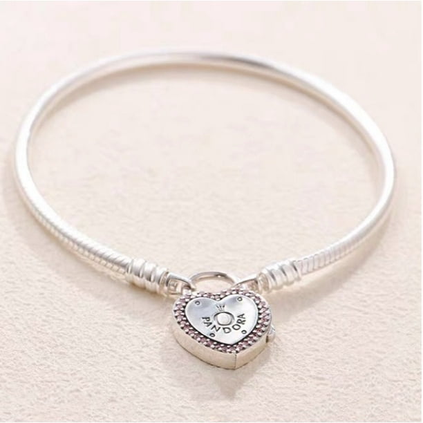 Pulseras PANDORA Pulsera De Plata Bloqueo De Su Promesa Para pan charm SL006 z410 Gao Jiahui unisex