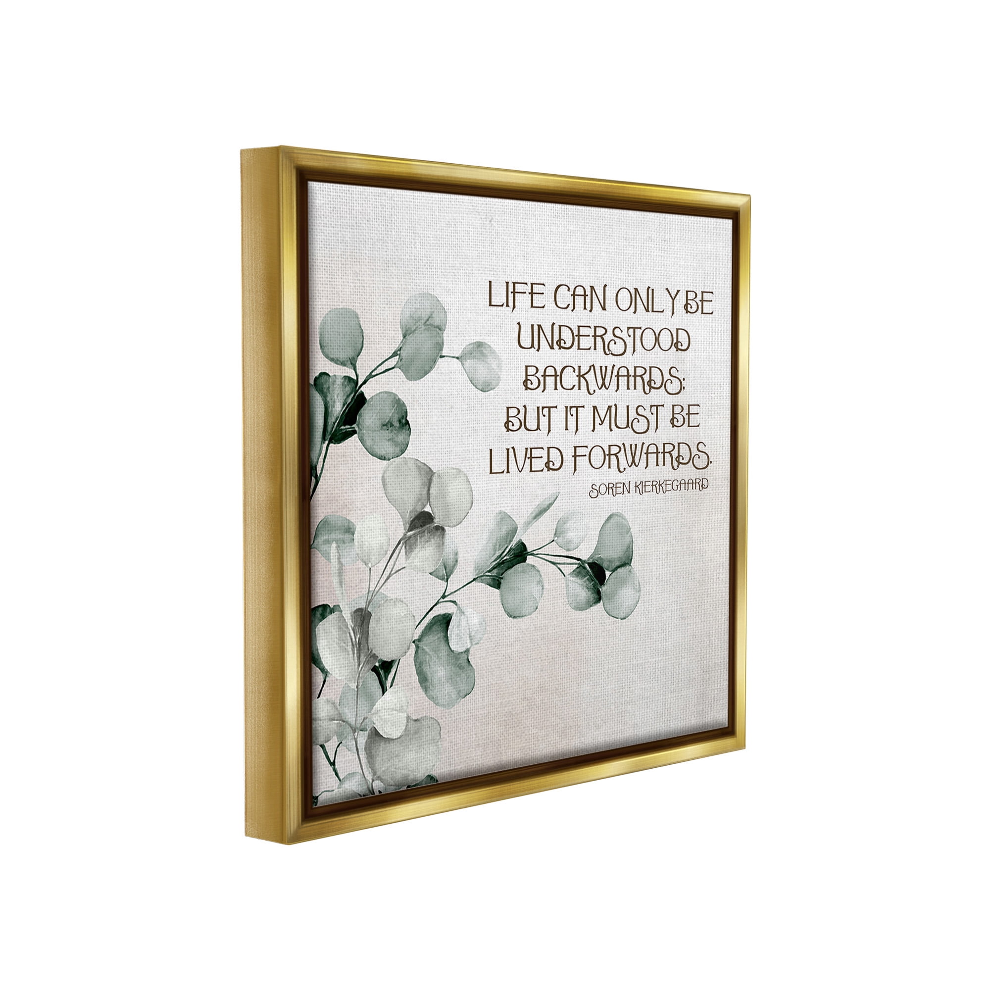Stupell Industries Soren Kierkegaard Quote Inspirational Painting Gold Floater Framed Canvas Art Print Wall Art, 25 x 25
