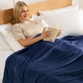 thumbnail image 5 of Exclusivo Mezcla Waffle Textured Soft Fleece Blanket, King Size Bed Blanket, Cozy Warm and Lightweight (Navy Blue, 90"x104"), 5 of 10