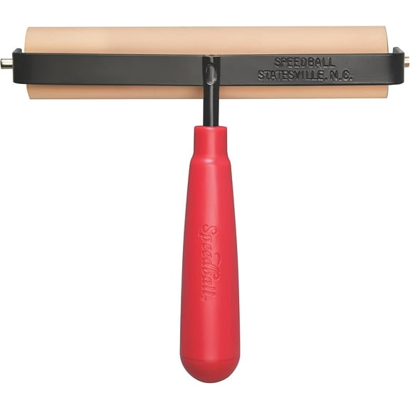 Speedball Deluxe Soft Rubber Brayer - 40/42 Durometer Roller with Heavy Duty Steel Frame - 6 Inches
