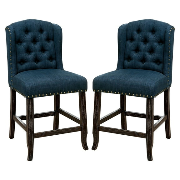 William's Home Furnishing Blue Sania ll Counter Ht. Wingback Chair