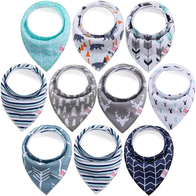 Bufanda Triangular Para Bebé, 10 Uds., Pañuelo De Algodón Absorbente Suave Con 2 Broches Ajustables, Babero Unisex Para Bebés Recién Nacidos, Niños Y Niñas Vogacara BA001478-01