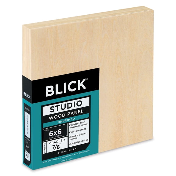 Blick Studio Artists' Wood Panel - Flat Cradle, 6" x 6", 7/8" Cradle
