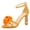 Orange, variant on FSJ Women Sexy Flower Open Toe Sandals Three Crystal Block High Heels Pumps Adjustable Buckle Ankle Strap Prom Wedding Evening Shoes Size 8 Black