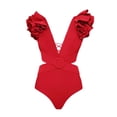 thumbnail image 1 of MDUKONU Women's Plus Size Full Coverage One Piece Ruched Swimsuit Red M, 1 of 3