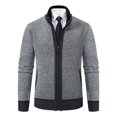 thumbnail image 2 of Lovskoo Mens Cardigan Sweater Winter Zipper Knit Coat Long Sleeve Stand Collar Hoodless Casual Outwear & Jackets Gray, 2 of 5