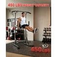 thumbnail image 3 of Heavy Duty Power Tower Pull Up & Dip Station - 450LB Capacity - Adjustable Height - Multi-Functional Strength Training Equipment for Home Gym, Pull-Ups, Dips & Leg Raises - Carbon Steel, Black, 3 of 8