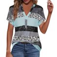 thumbnail image 2 of Fiudx Ofertas Del Día Blusa de Manga Corta Informal con Cuello En V y Estampado Suelto para Mujer, 2 of 6