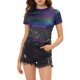 thumbnail image 1 of INSPIRAR CHIC Blusas de fiesta brillantes de manga corta texturizadas metálicas para mujeres XL azul oscuro, 1 of 6