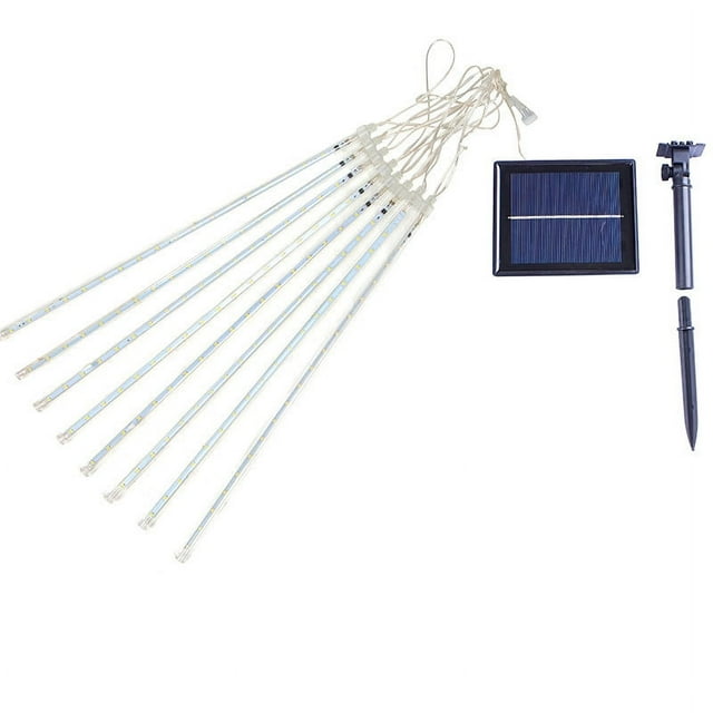 Guirnalda de luces LED de lluvia de meteoritos, 8 tubos de 30 cm, ideal para decoración navideña, jardín y fiestas, resistente al agua (blanco)