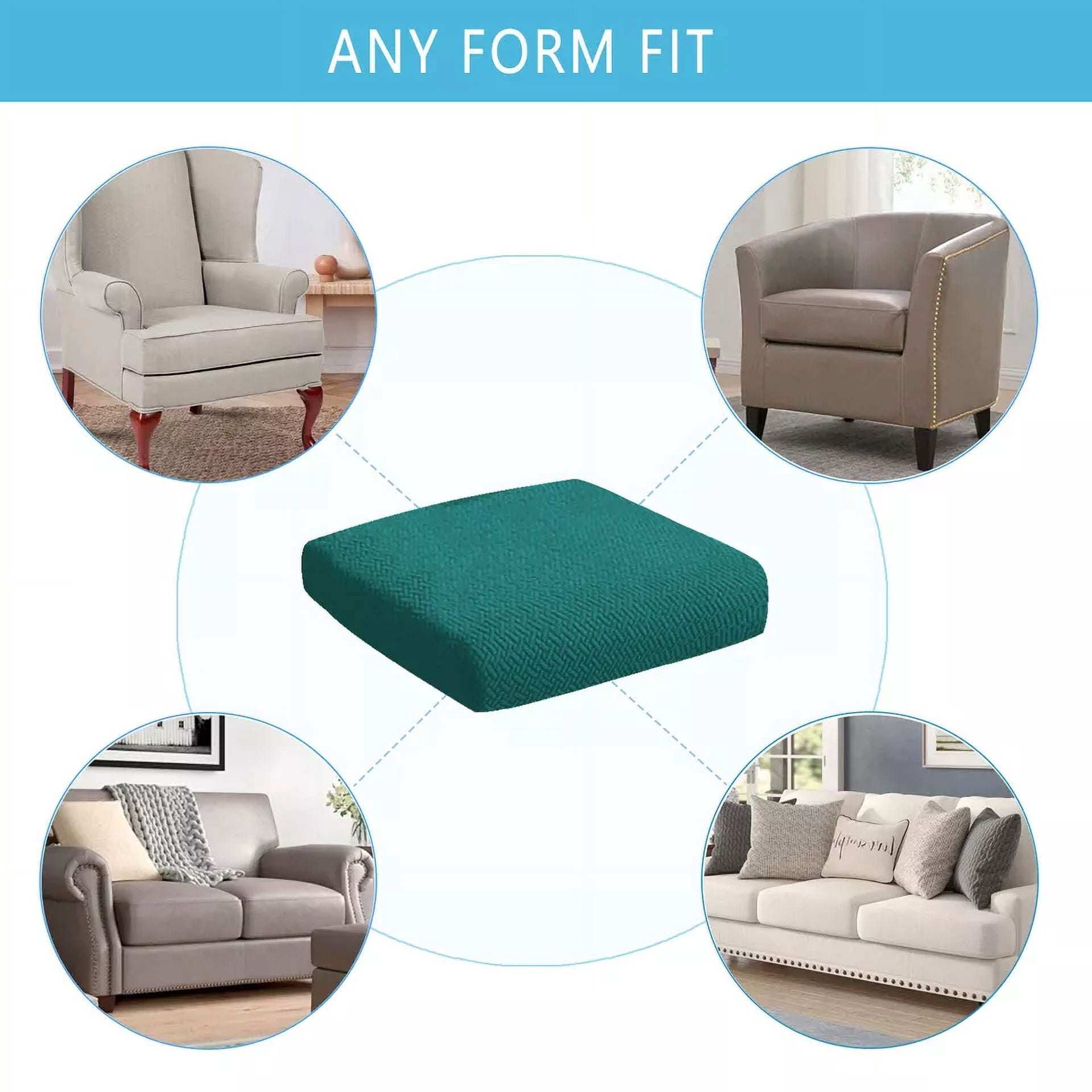 JIAN YA NA Outdoor Waterproof Couch Cushion Covers, Stretch Individual Patio Chair Cushion Outdoor Seat Cushion Pad Replacement Sofa Cushion Protector Sofa Slipcover (Dark Green, 2Pcs)