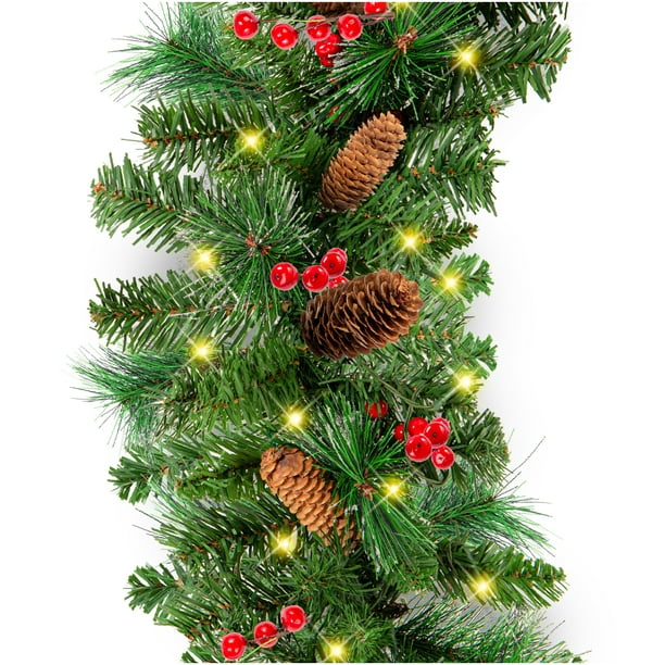 Best Choice S 9ft Pre Lit, Fireplace Garland With Led Lights