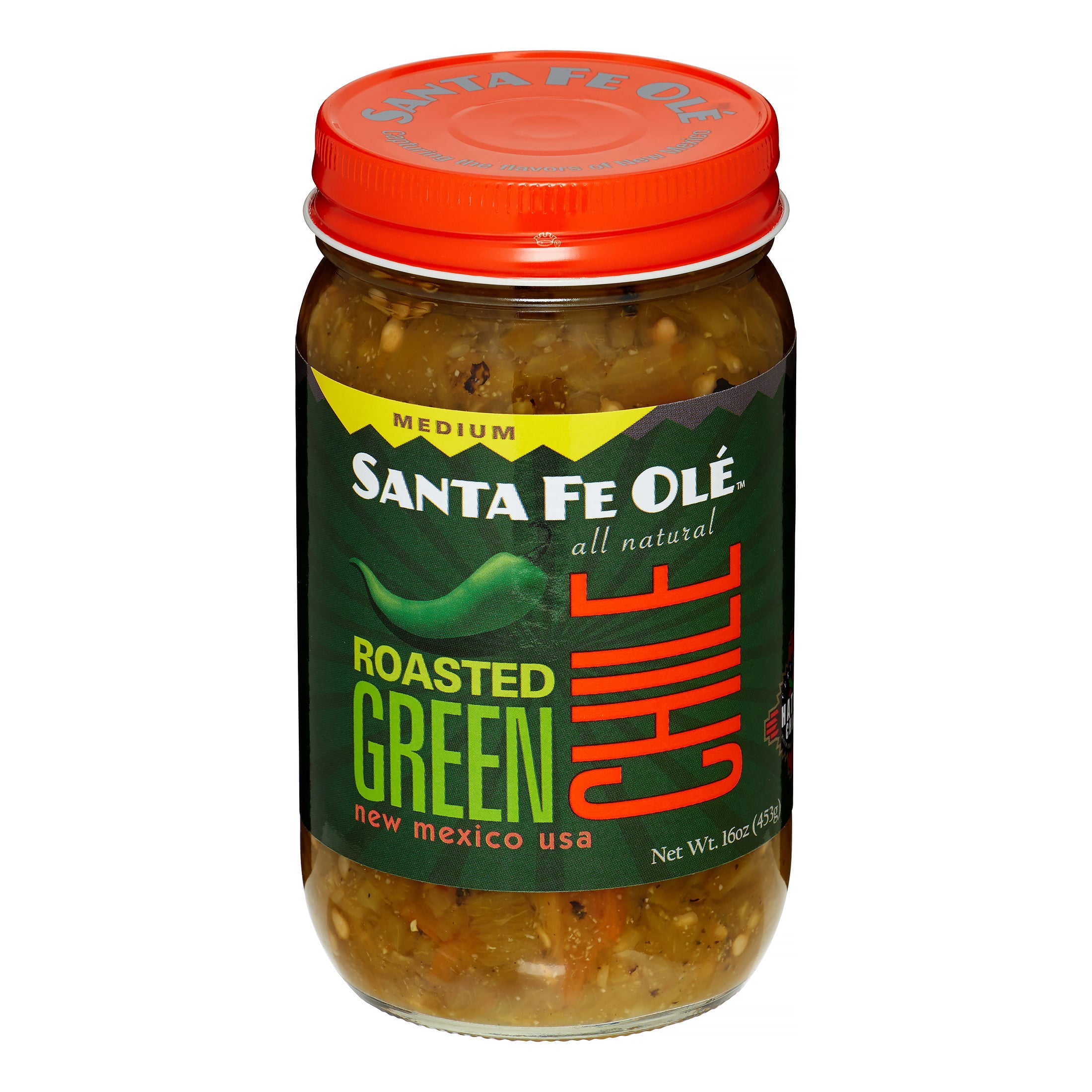 Santa Fe Ole Roasted Green Chile Salsa, Medium, 16 Oz