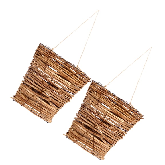 ETHZZLE Set of 2 Handwoven Rattan Hanging Wall Baskets, Light Brown Natural Vine for Indoor Outdoor Home Decor