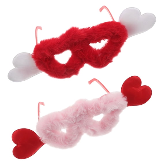 HONMEET Vintage Heart Eyewear Retro Vibes Plush Fuzzy Assorted Colors 2Pcs