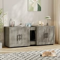 thumbnail image 6 of Towallmark Elegant Double-Room Cat Litter Cabinet  55”L x 17.7”W x 22.5”H， Stylish Litter Box Enclosure for Two Cats with Storage and Cat Mat, 6 of 8