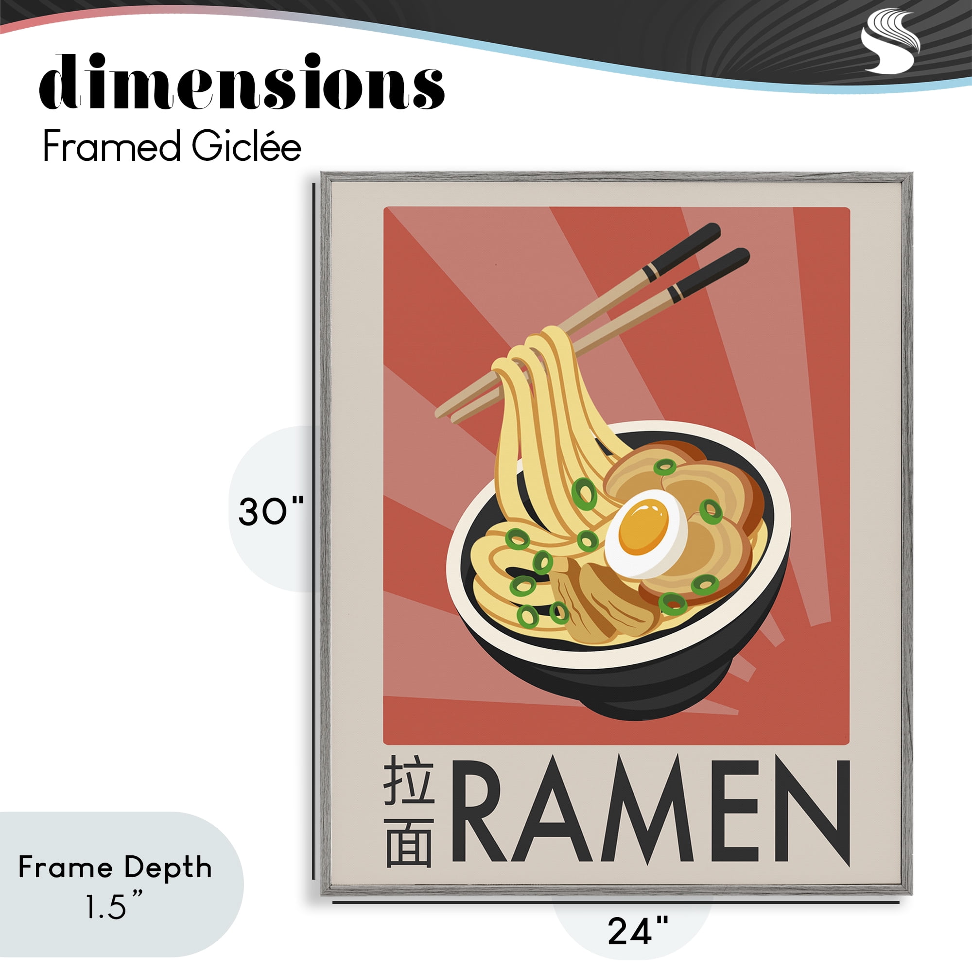 Stupell Industries Iconic Ramen Poster Gray Framed Giclee Art, design by Marcus Prime