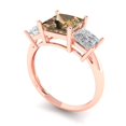 thumbnail image 2 of 2.5 ct Princess Cut Simulated Champagne Diamond Three-Stone Engagement Ring for Women in 18K Rose Gold, 2 of 5