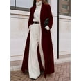 thumbnail image 5 of Women'S Casual Solid Color V-Neck Long-Sleeve Windbreaker Warm Woolen Coat Wine Red S, 5 of 7