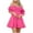 Hot Pink, variant on Kaemgyyd Dresses for Women Casual Fashion off Shoulder Short Sleeve A Line Mini Dress Flowy Tiered Smock Ruffle Hem Dress
