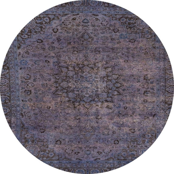 Ahgly Company Indoor Round Abstract Plum Purple Persian Area Rugs, 7' Round