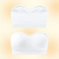 thumbnail image 3 of Athletic Sports Bra Women Lightly Lined Bra Feature V-Neck Strapless Bra Style W-1534 Hook and Eye Closure Bras Wireless White L, 3 of 3