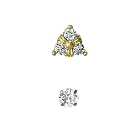 Women's Cubic Zirconia Two Tone Cartilage Stud Set, 2-Piece