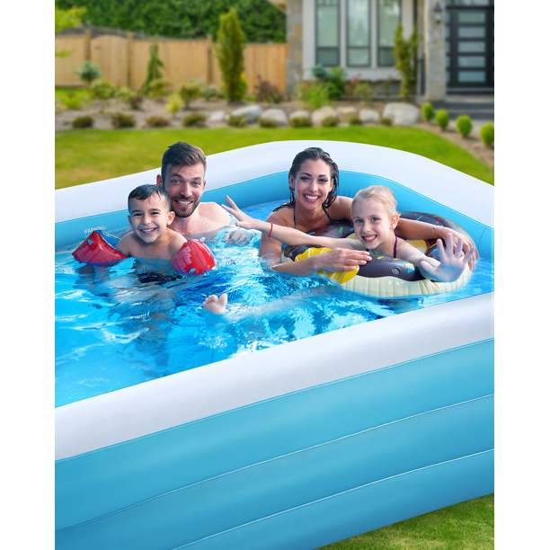 Inflatable Swimming Pool Fmaily Inflatable Pool Full-Sized Blow Up Pool Easy Set 95'' x 56'' x 22'' for Baby Kids Adults Outdoor Backyard Summer Water Party